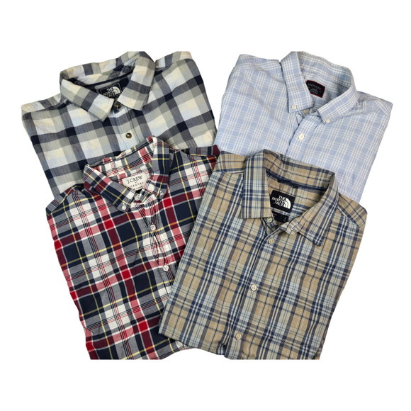 Mens Button Down Plaid Shirt Lot Size Large North Face Untuckit J. Crew - Picture 1 of 7